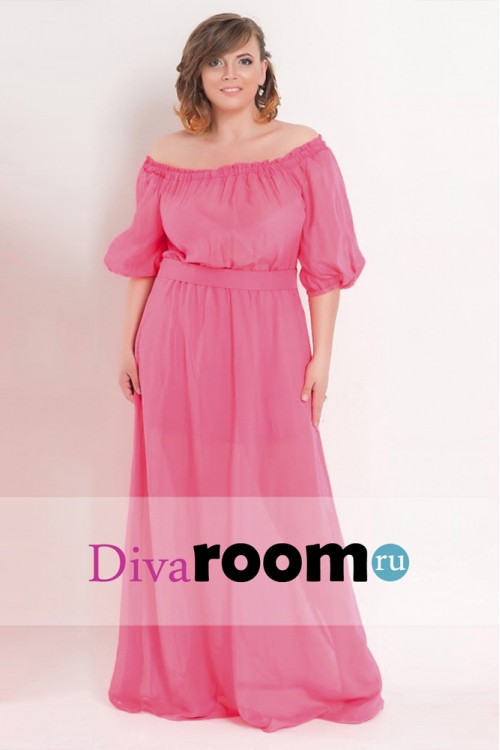Розовое платье большого размера с открытыми плечами Angela